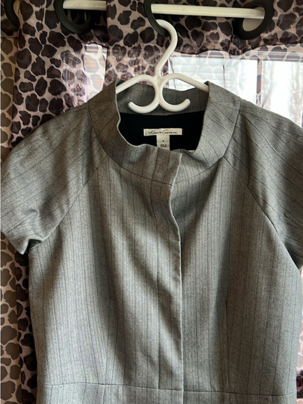 Kenneth Cole New York Gray Pinstripe Short-Sleeve Blazer